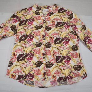 Breckenridge Long Sleeve Floral All Over Hawaii Style Women's Large